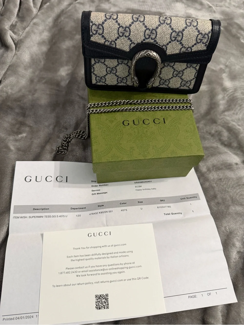 Gucci Beige/Black GG Canvas Dionysus Mini Shoulder Bag